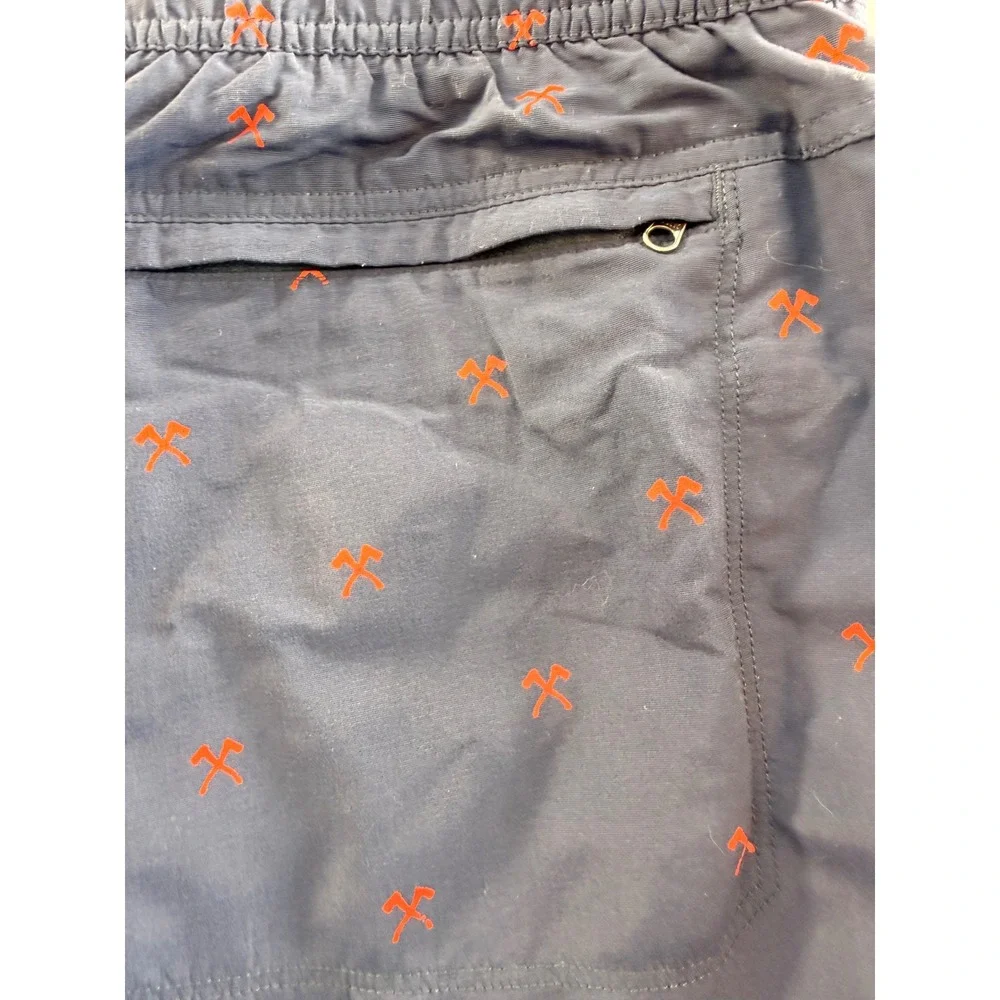 The North Face Mens Navy Blue Orange Ice Axe Print Swim Shorts Large Regular